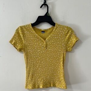 Old Navy Yellow Puff Sleeve Ribbed Tee